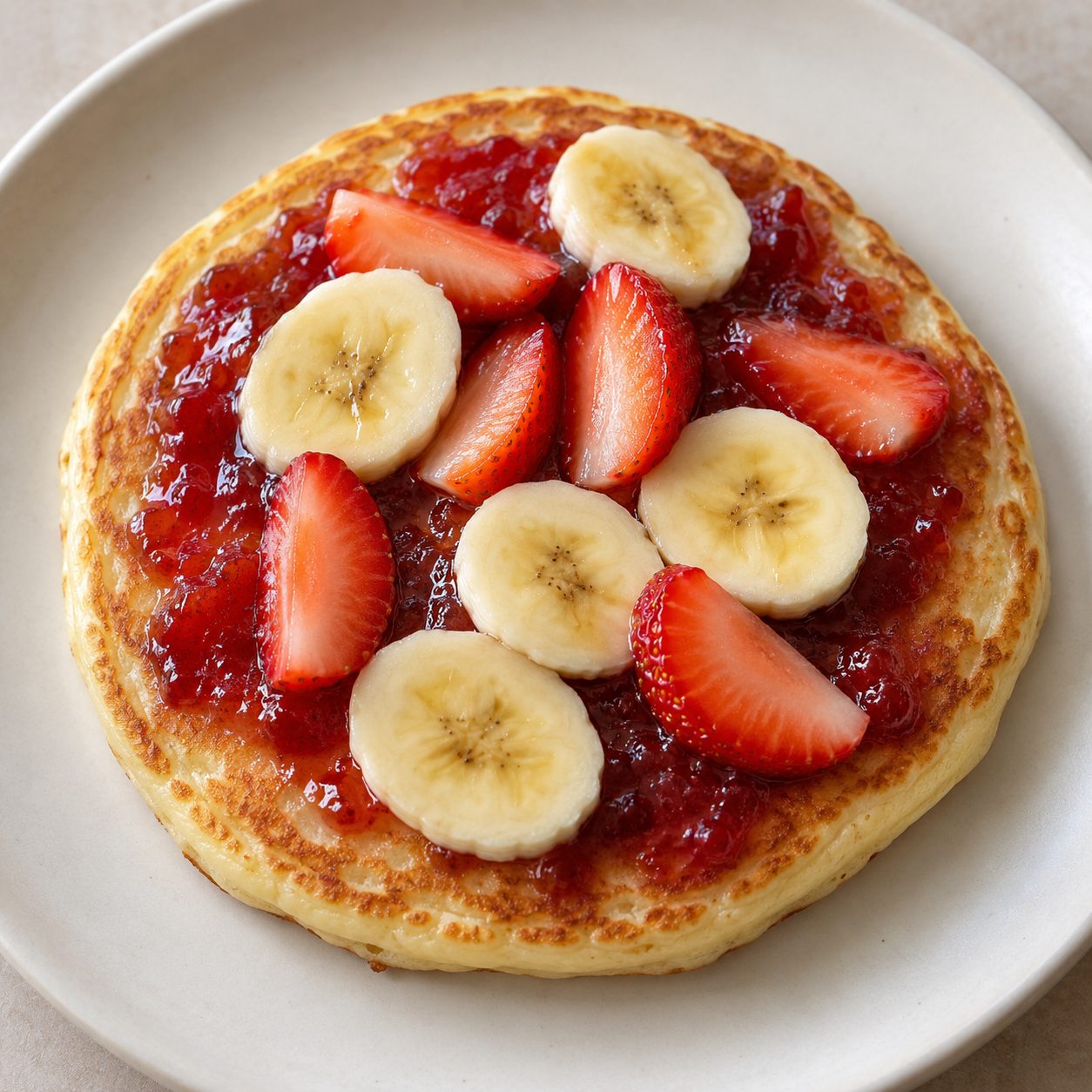 Jam and fruit pancake