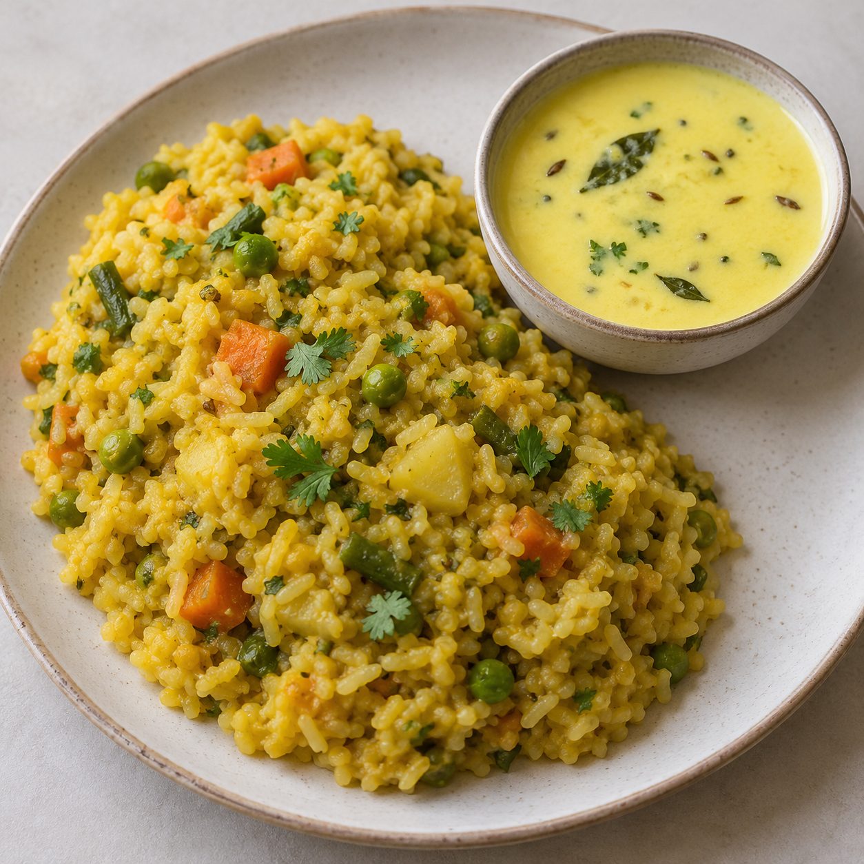 Vegetable Khichdi with Kadhi
