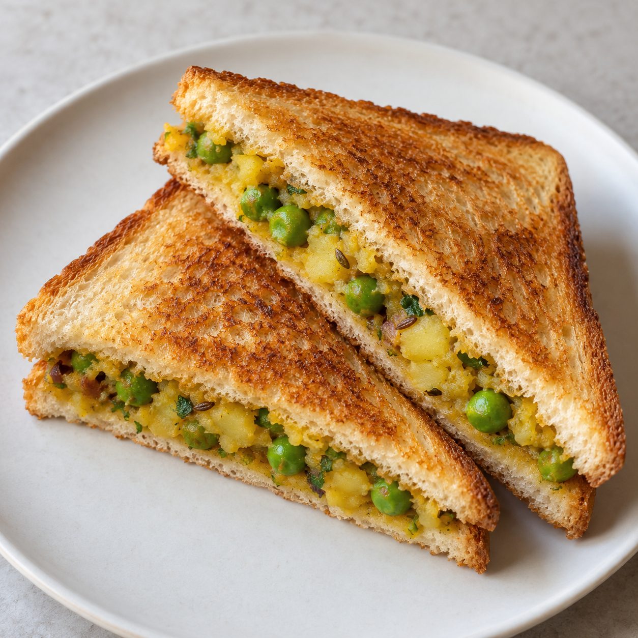 Pea potato sandwich (toasted) (Matar aloo ka sandwich)