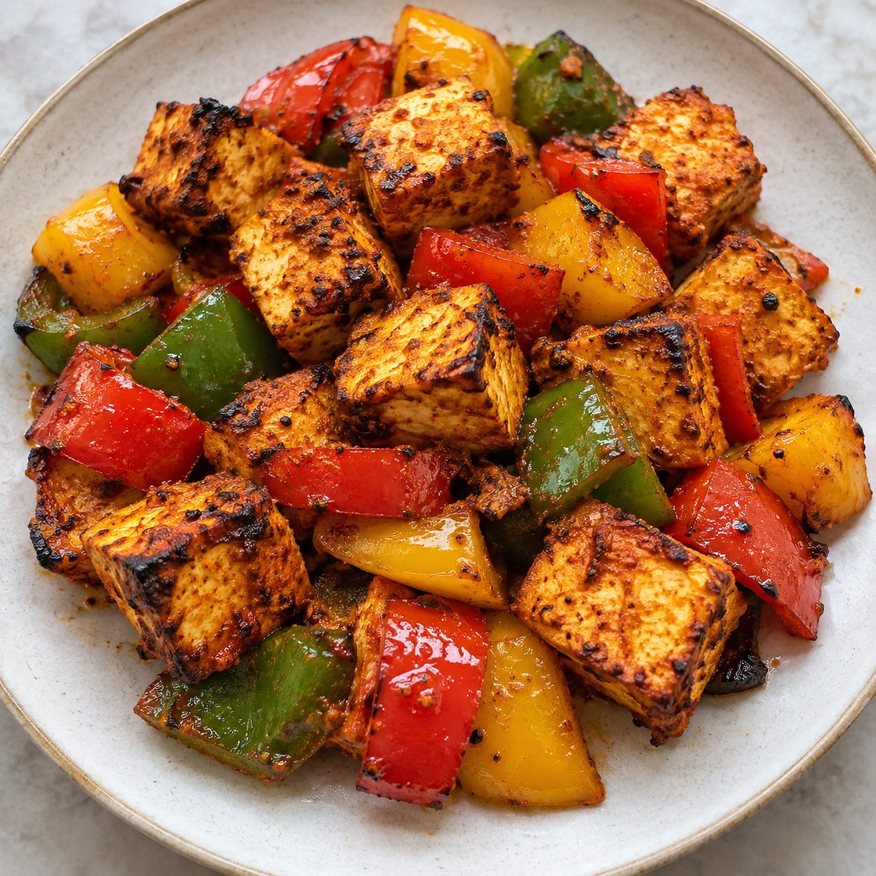 Tofu Tikka with Sautéed Peppers
