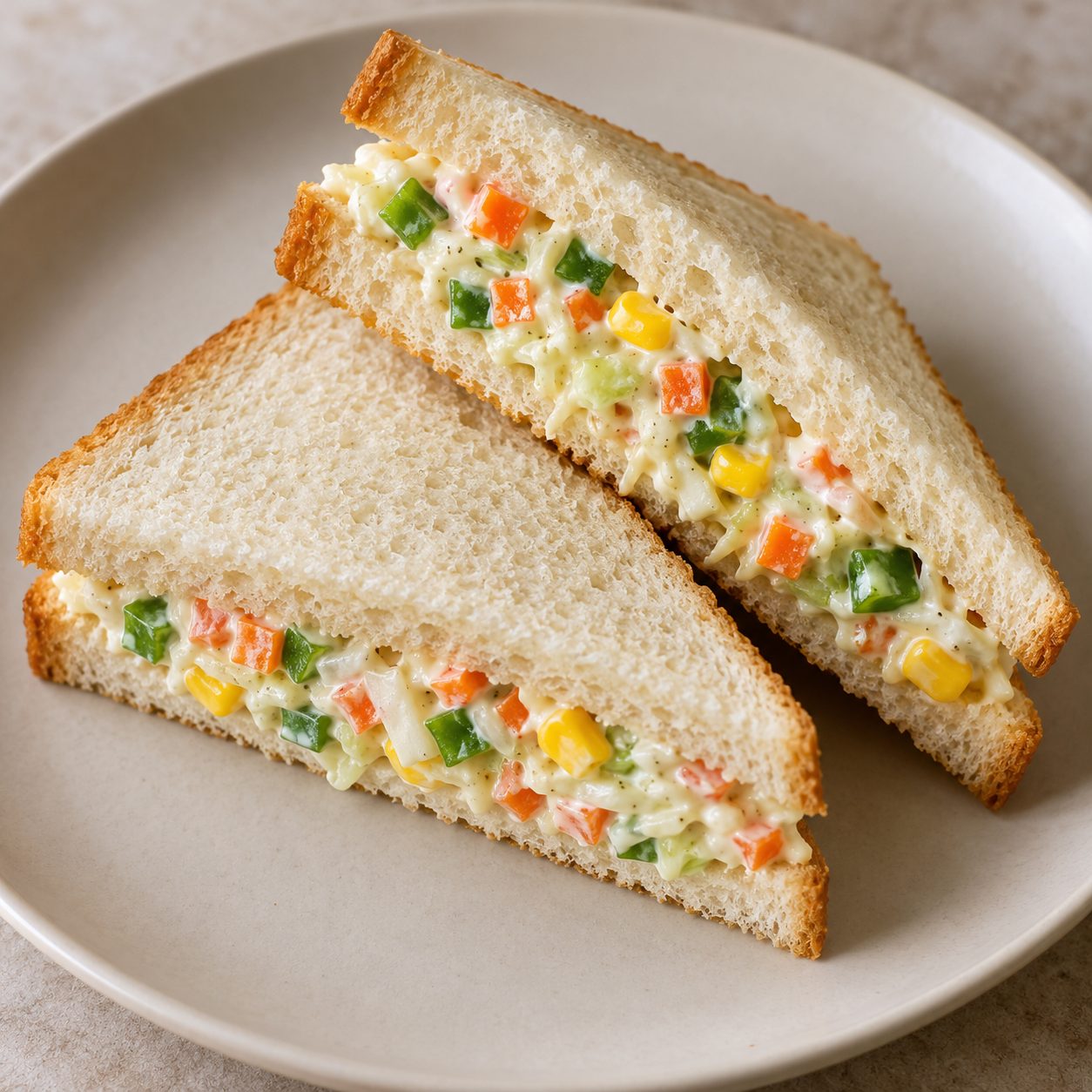 Vegetable and mayonnaise sandwich