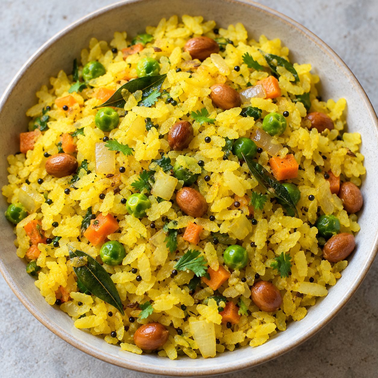 Vegetable Poha with Peanuts