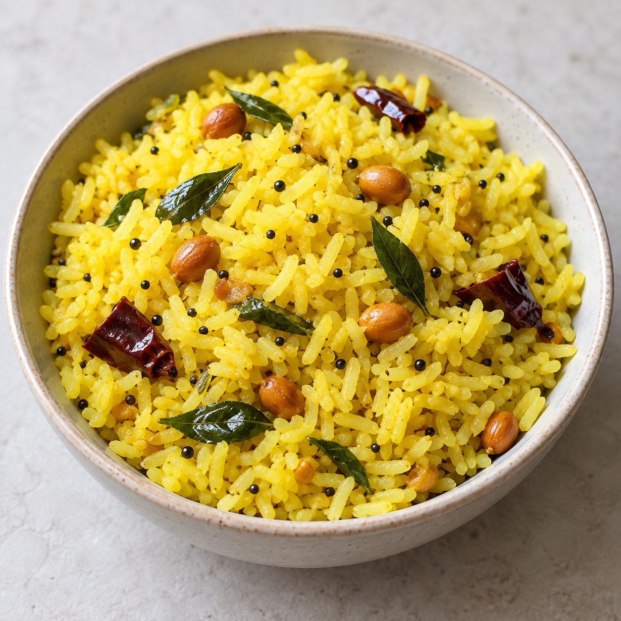 Lemon rice (Pulihora, Elumichai sadam, Chitranna)