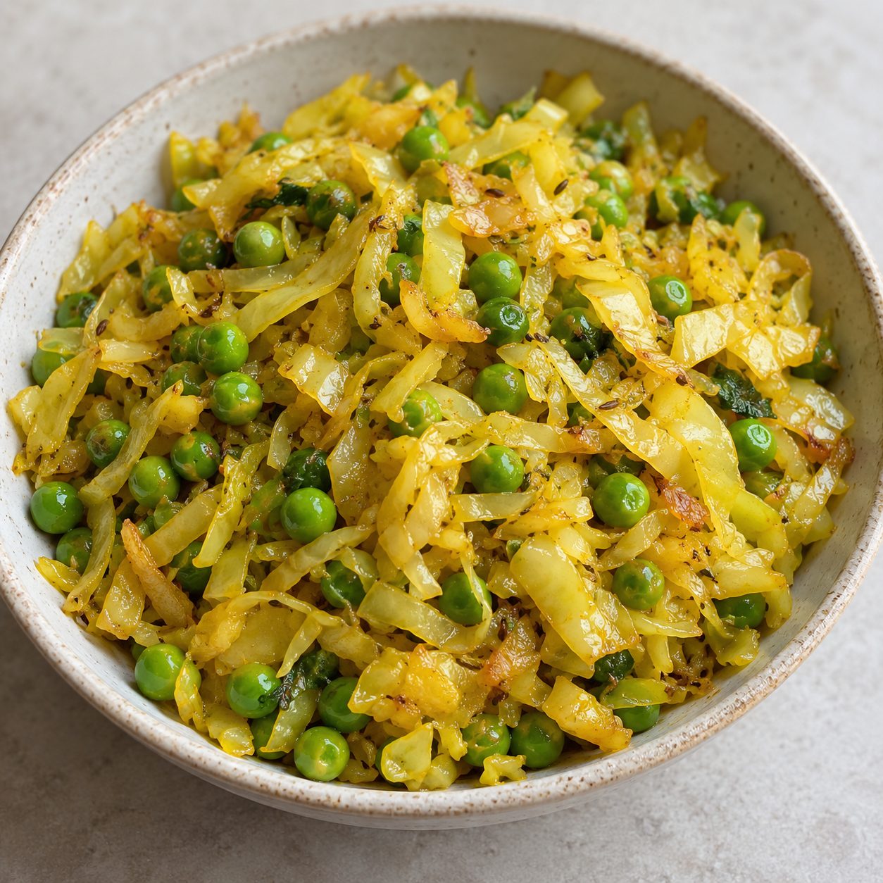 Cabbage and peas (Pattagobhi aur matar)