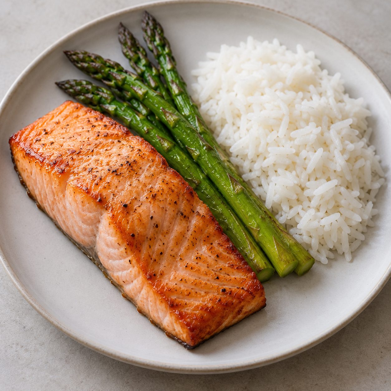 Baked Salmon + Asparagus + Rice