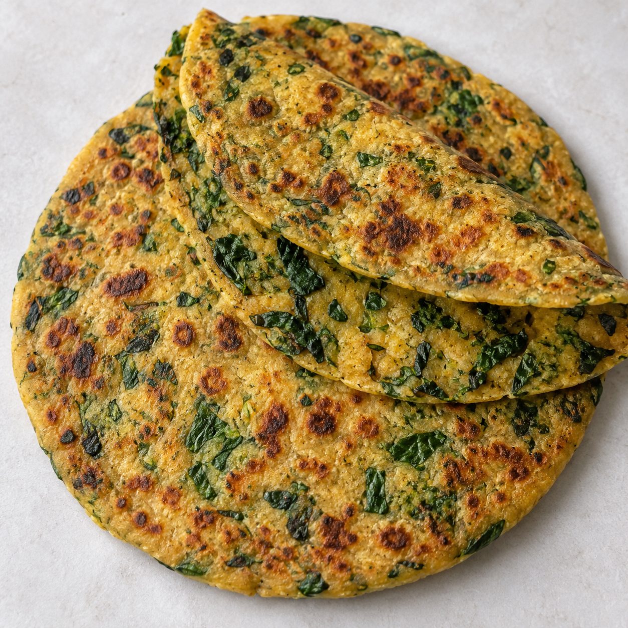 Besan and spinach parantha/paratha (Besan aur palak ka parantha/paratha)