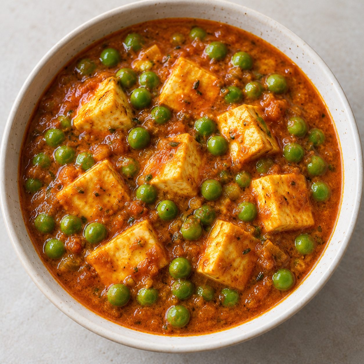 Pea paneer curry (Matar paneer)
