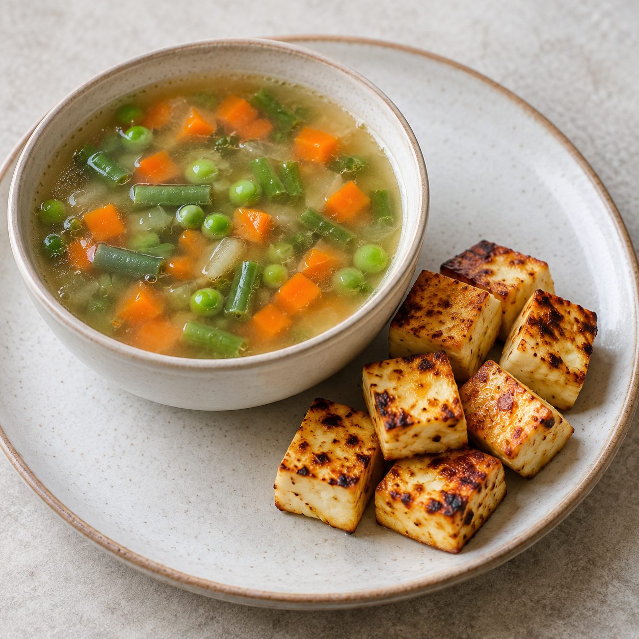 Vegetable Soup + Grilled Paneer