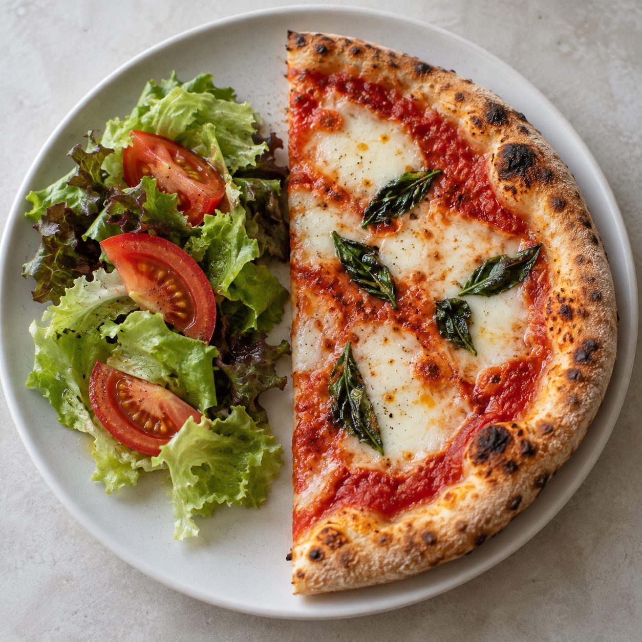 Margherita Pizza (Half) + Salad