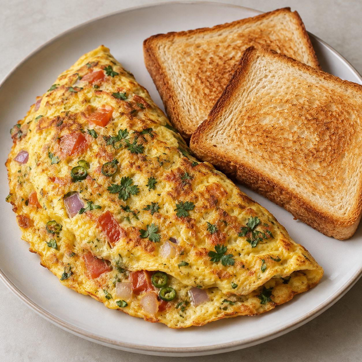 Masala Omelette with Toast
