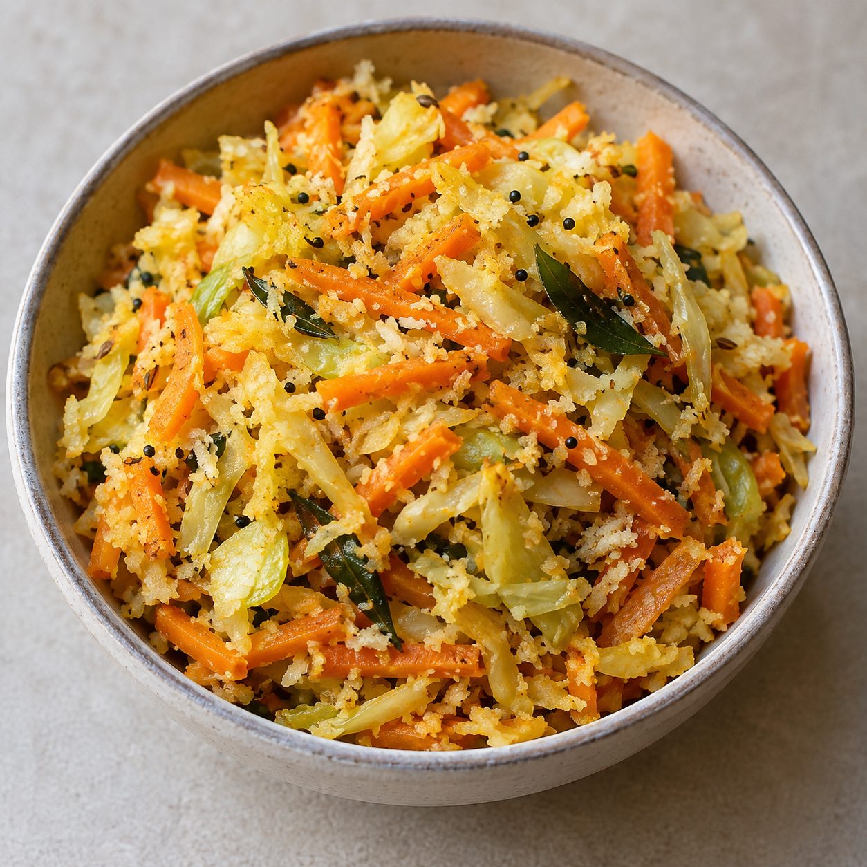 Carrot and cabbage with coconut (Nariyal ke saath pattagobhi aur gajar)