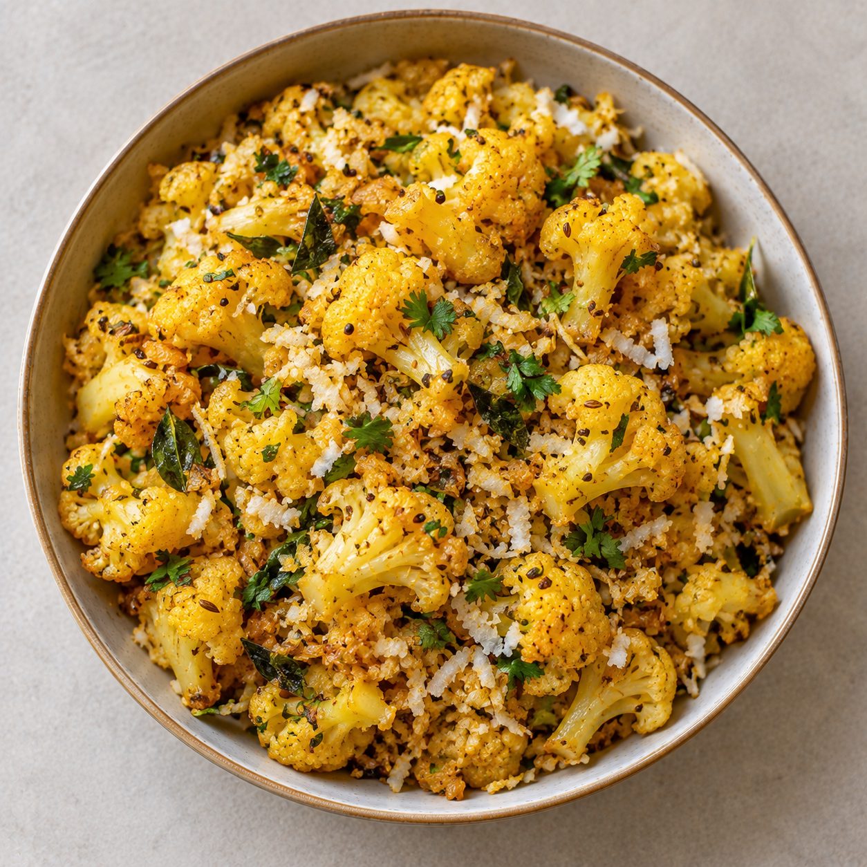 Cauliflower with coconut (Nariyal ke saath phoolgobhi)