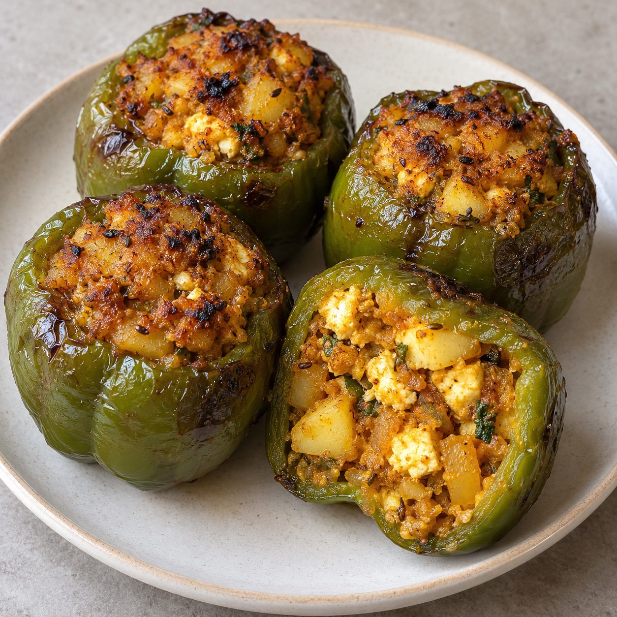 Stuffed capsicum (Bharwa shimla mirch)