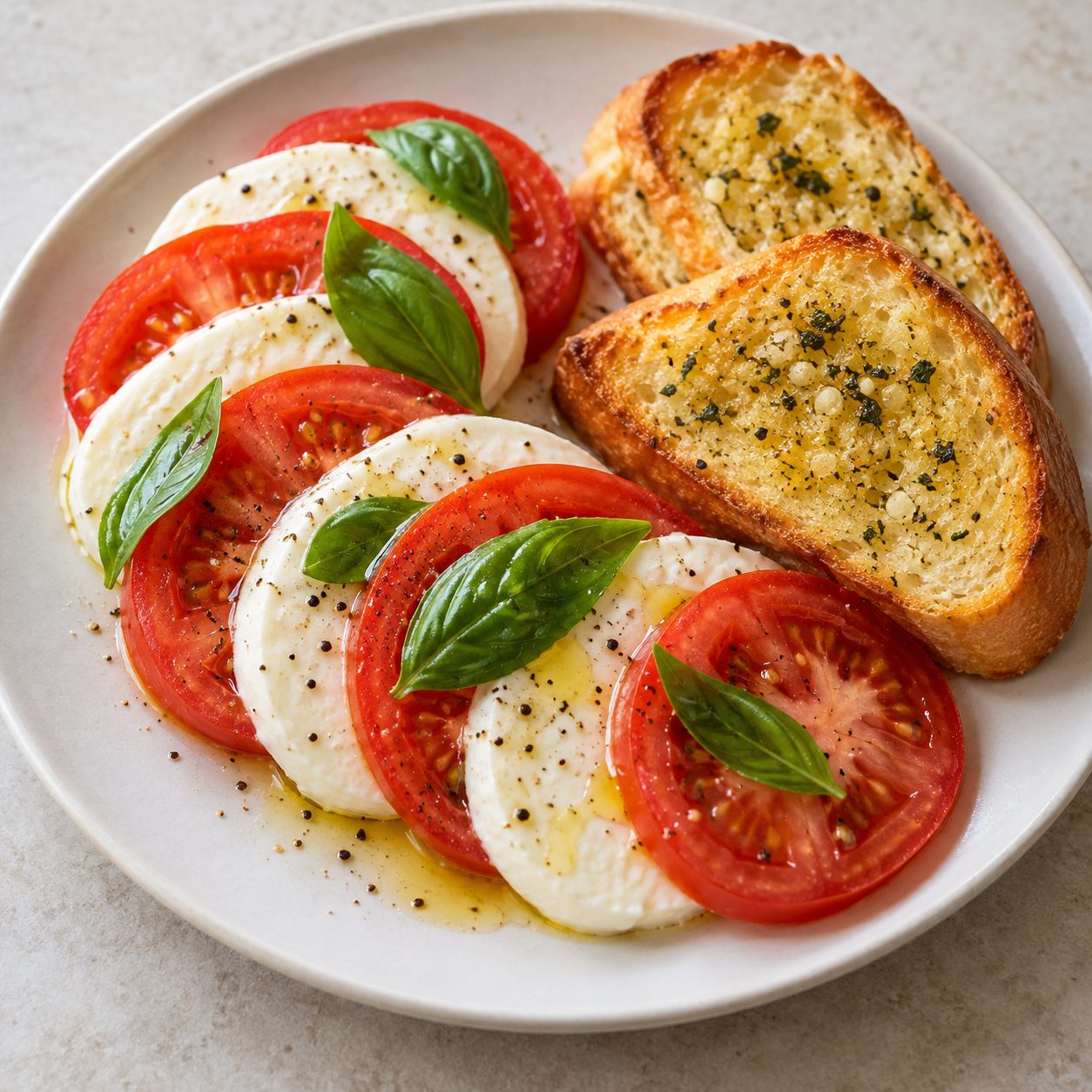 Caprese Salad with Garlic Bread