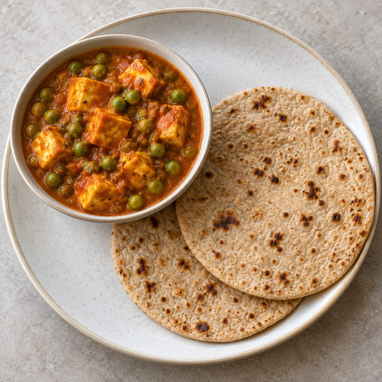 Matar Paneer + 2 Roti