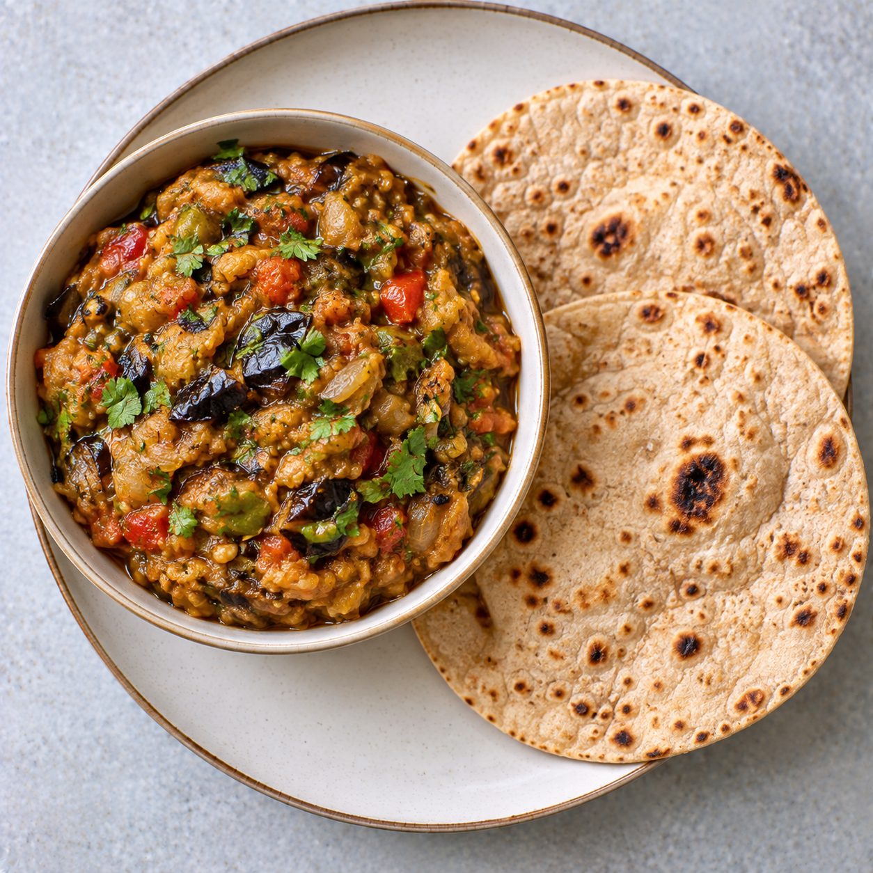 Baingan Bharta + 2 Roti
