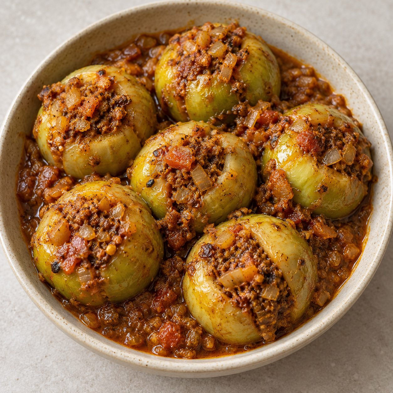 Stuffed round gourd (Bharwa tinde)