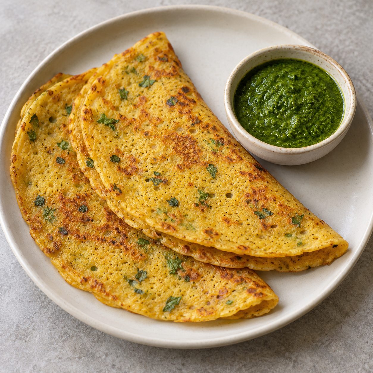 Besan Chilla (2) with Mint Chutney