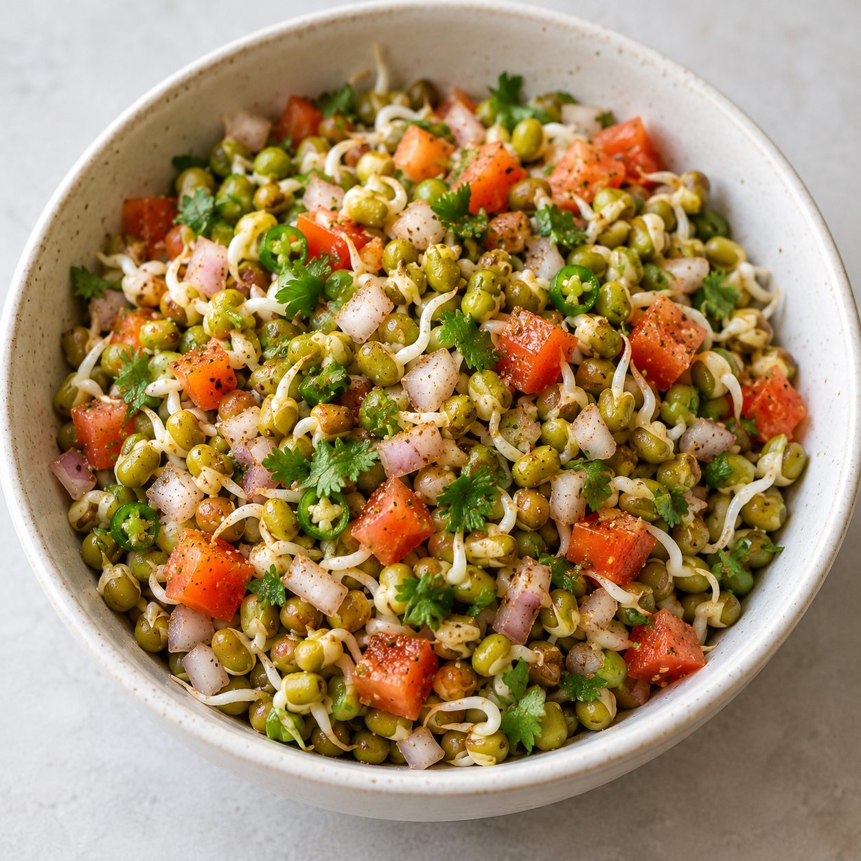 Sprouted moong dal chat