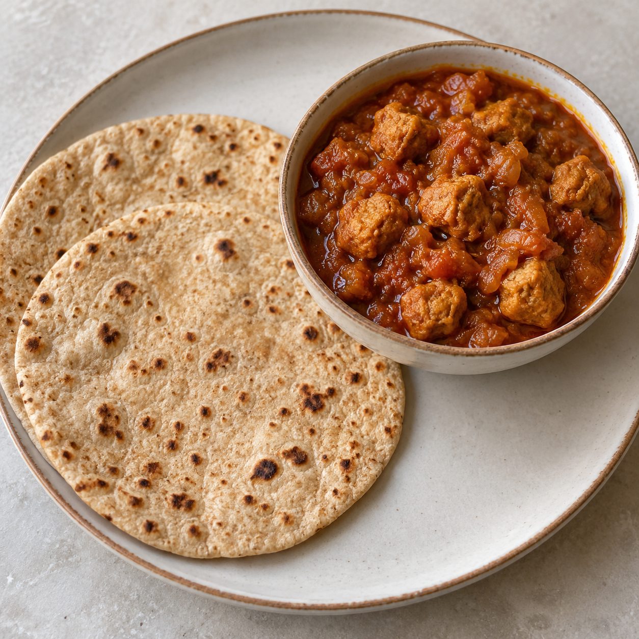 Soya Chunk Curry + 2 Roti